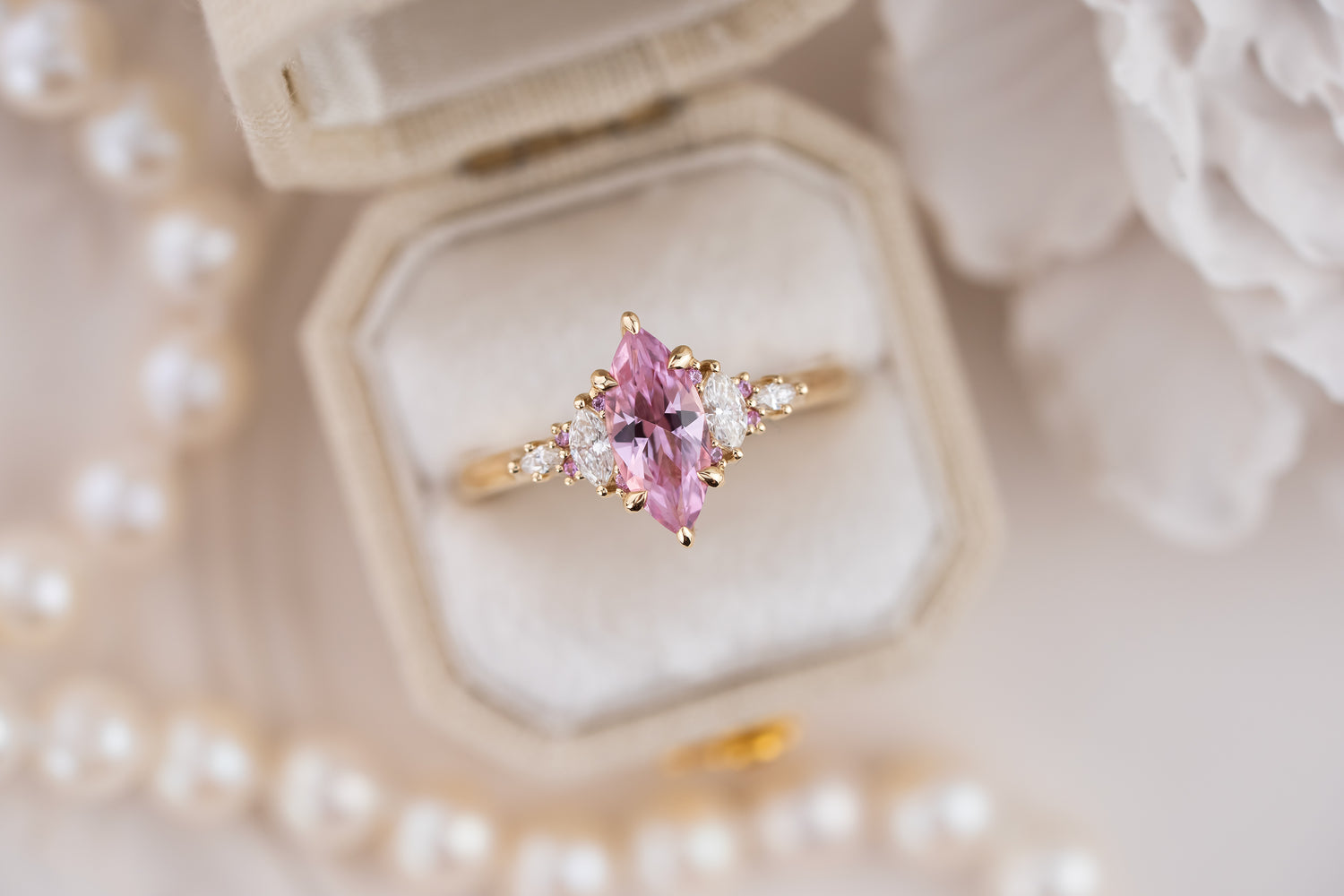 The Maeve Ring | 0.91 CT Marquise Baby Pink Sapphire - Lavender Creek Gems 