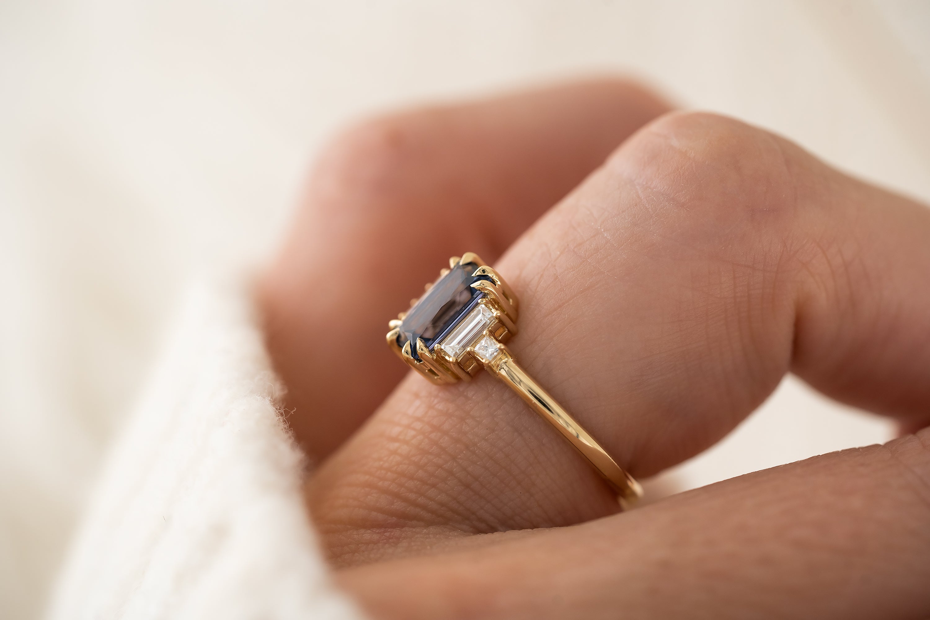 The Mira Ring | 1.05 CT Radiant Navy Blue Spinel - Lavender Creek Gems 