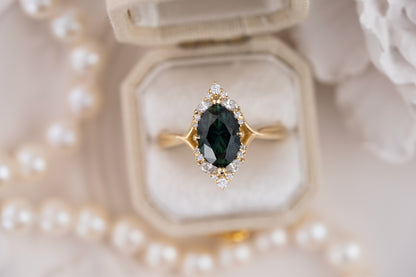 The Everlight Ring | 2.63 CT Oval Teal Green Sapphire - Lavender Creek Gems 
