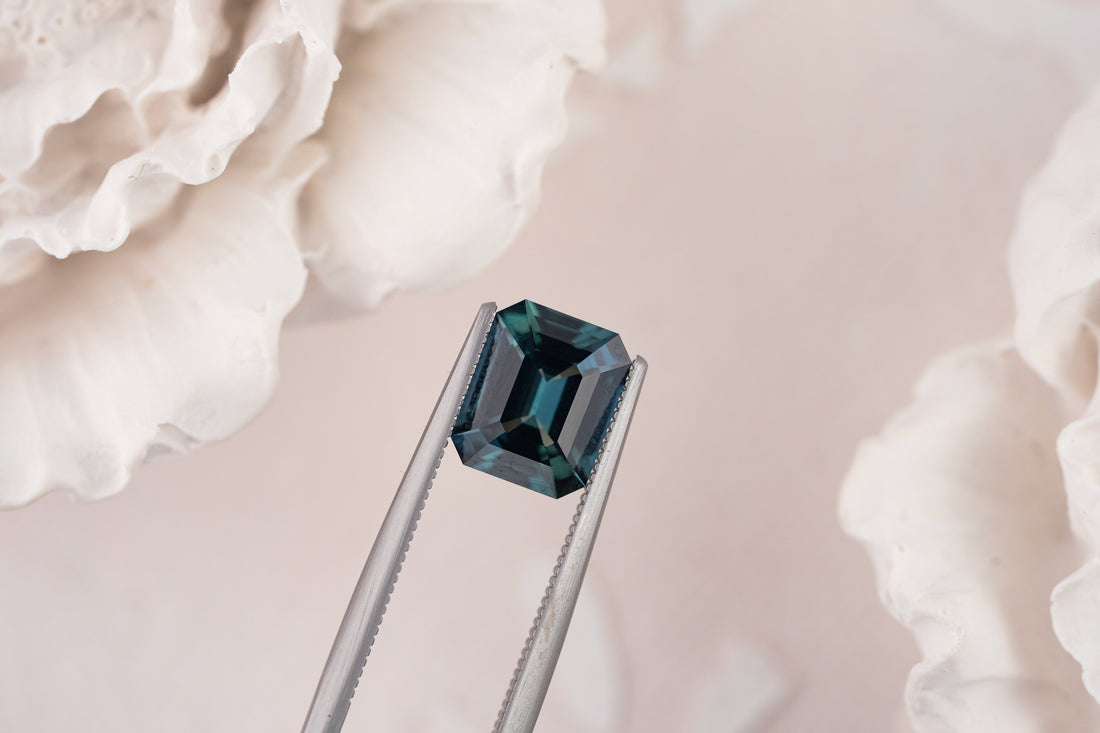 2.2 CT Emerald Cut Teal Sapphire - Lavender Creek Gems 
