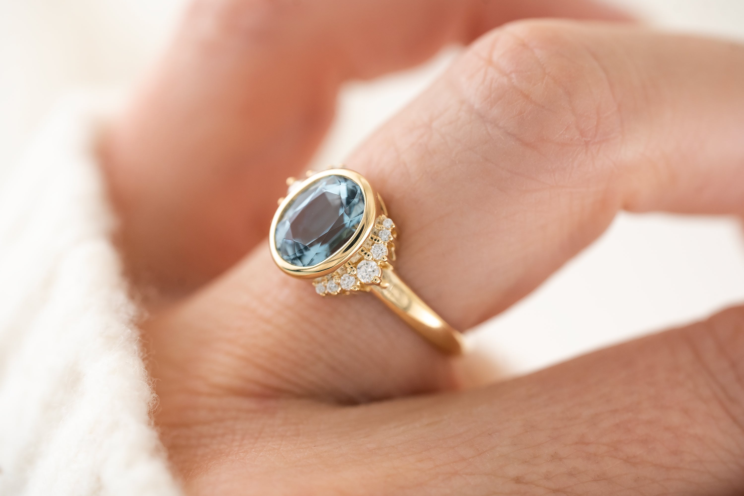 The Elysia Ring | 1.54 CT Oval Aquamarine - Lavender Creek Gems 