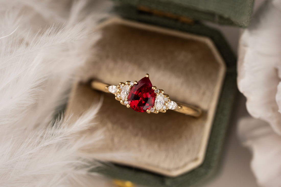 The Mini Maeve Ring | 0.53 CT Pear Red Spinel