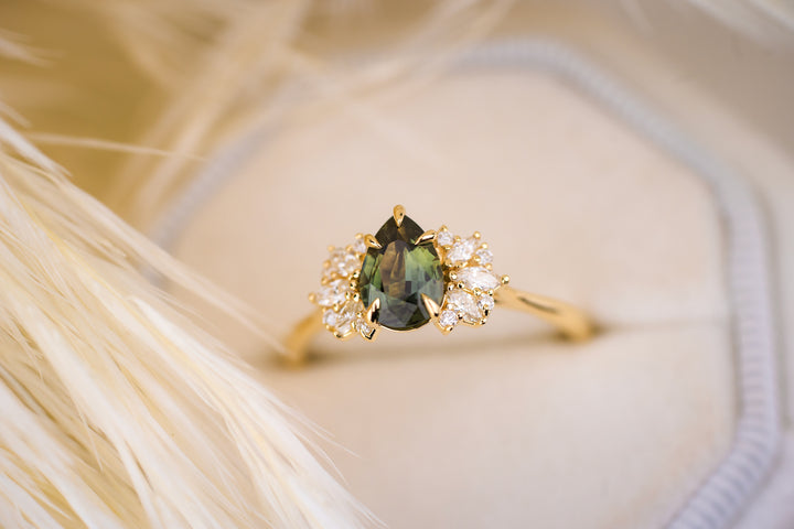 The Ambrosia 1 CT Pear Green Sapphire Ring
