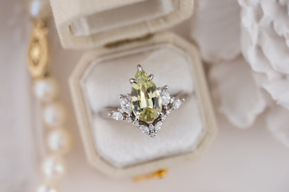 The Aurora Ring | 2.22 CT Pear Light Green Sapphire - Lavender Creek Gems 