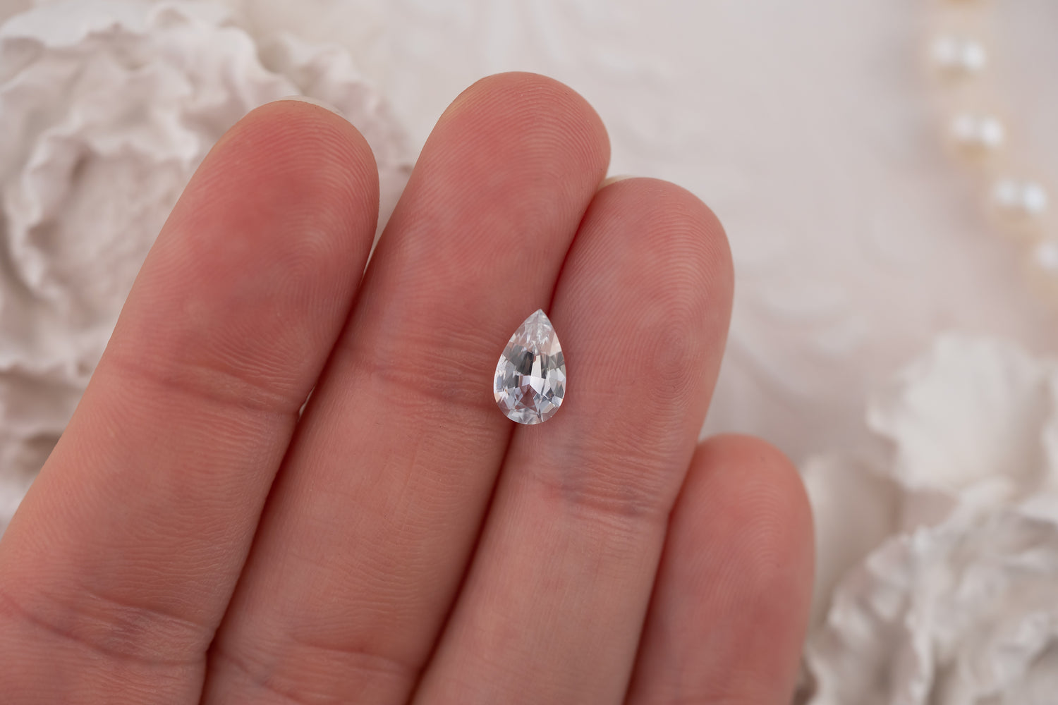 1.34 CT Pear White Sapphire