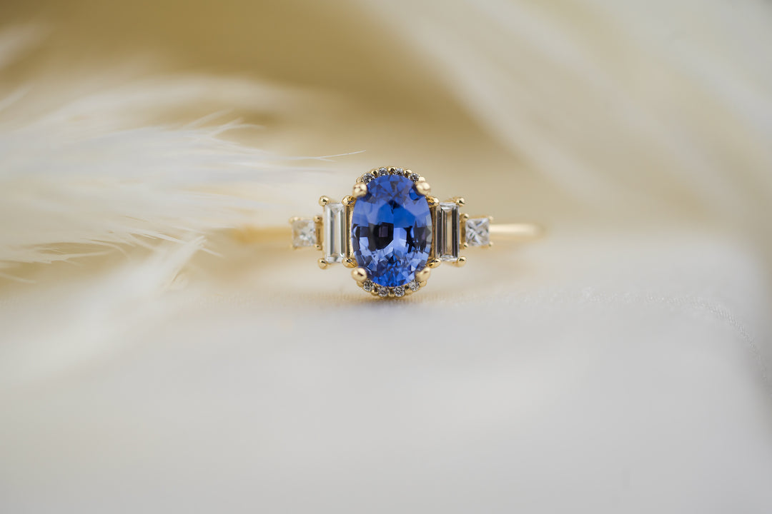 The Sura 0.9 CT Oval Blue Sapphire Ring