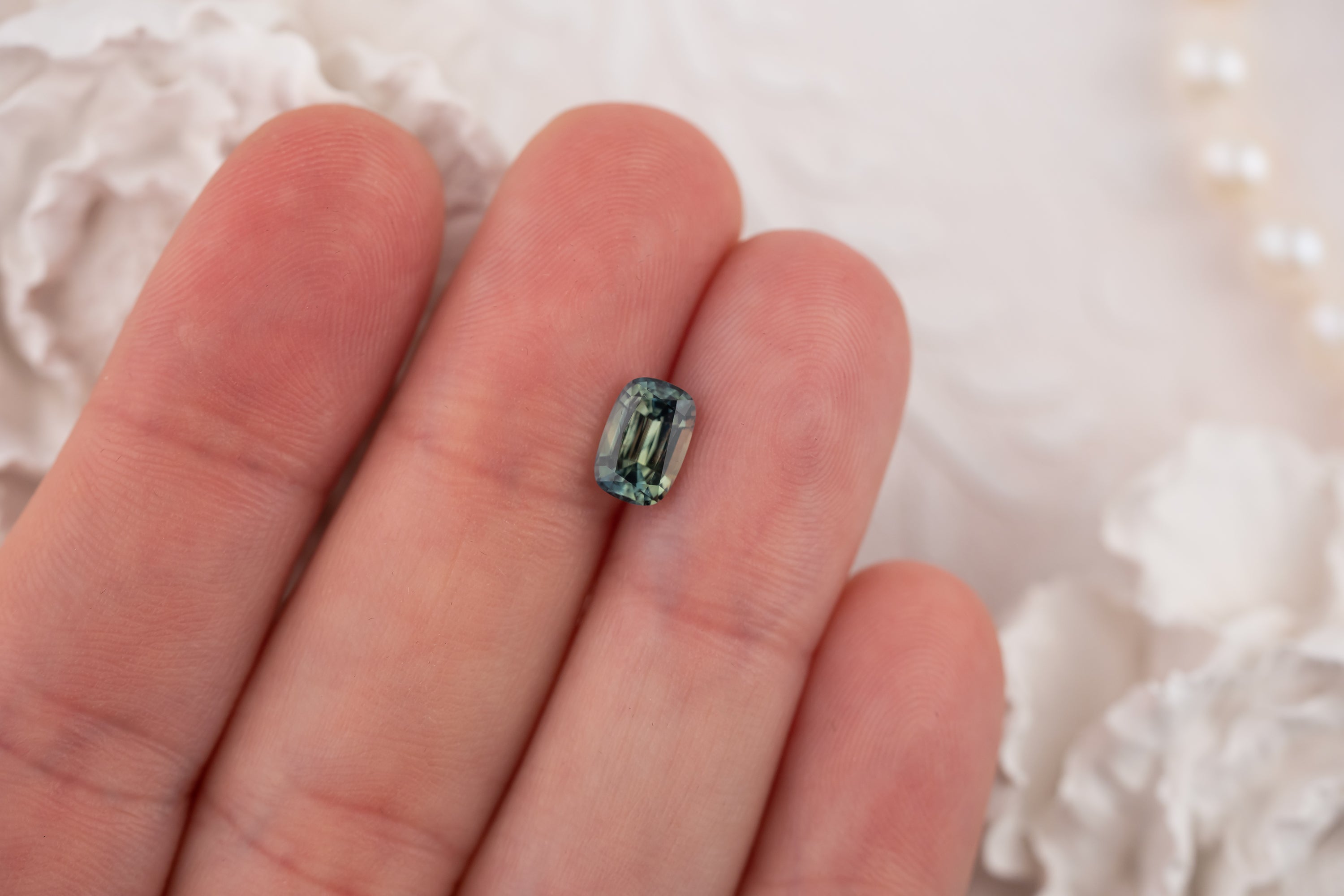 1.66 CT Elongated Cushion Teal Green Sapphire - Lavender Creek Gems 