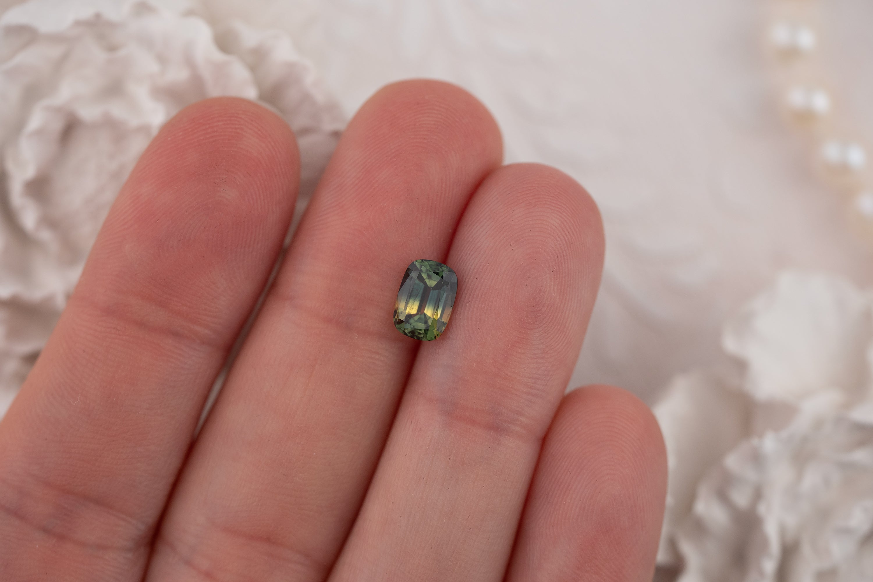 1.74 CT Elongated Cushion Parti/Bicolor Teal Sapphire - Lavender Creek Gems 