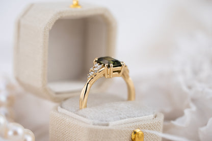 The Lyria Ring | 1.88 CT Radiant Green Sapphire - Lavender Creek Gems 