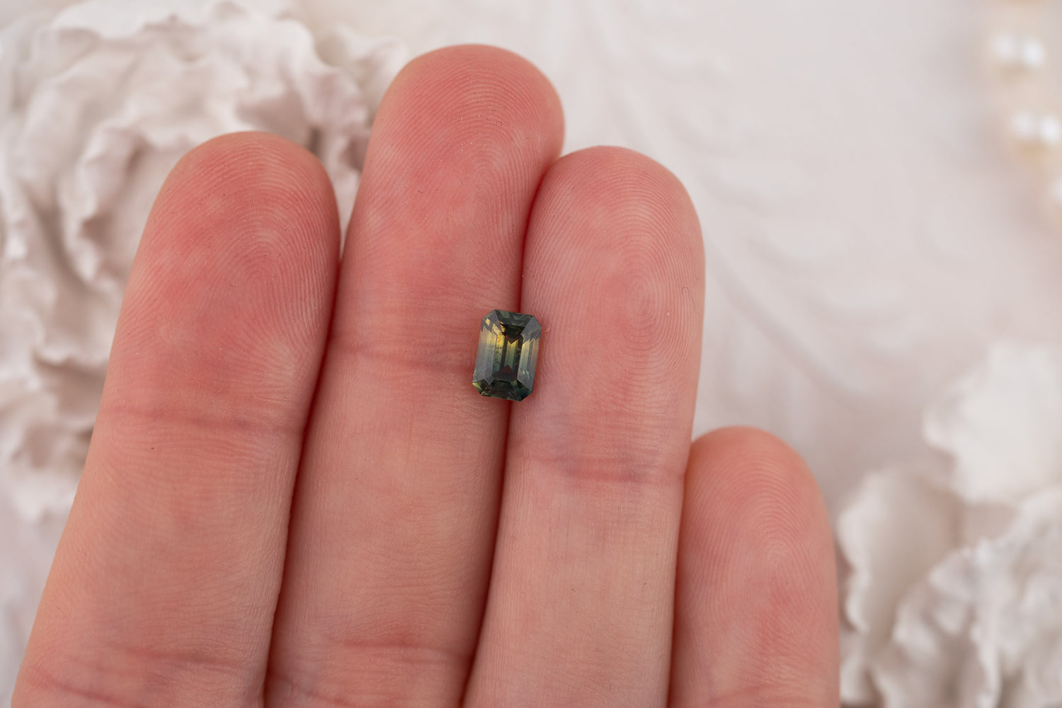 1.4 CT Emerald Cut Teal Bicolor Sapphire - Lavender Creek Gems 