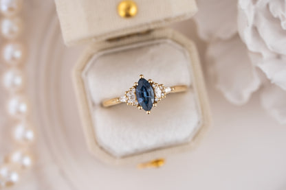 The Mini Maeve Ring | 0.57 CT Marquise Blue Sapphire - Lavender Creek Gems 