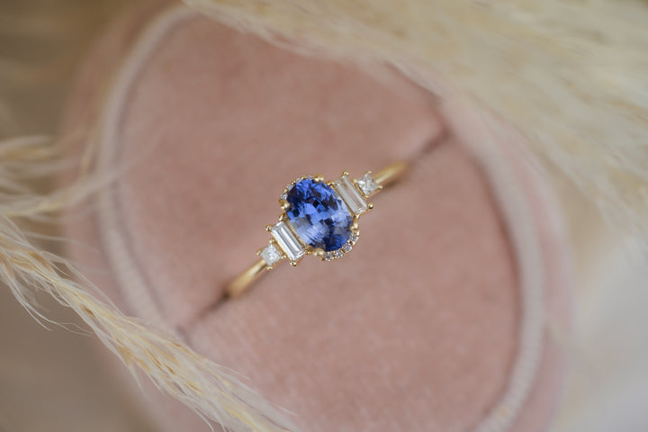 The Sura 0.9 CT Oval Blue Sapphire Ring