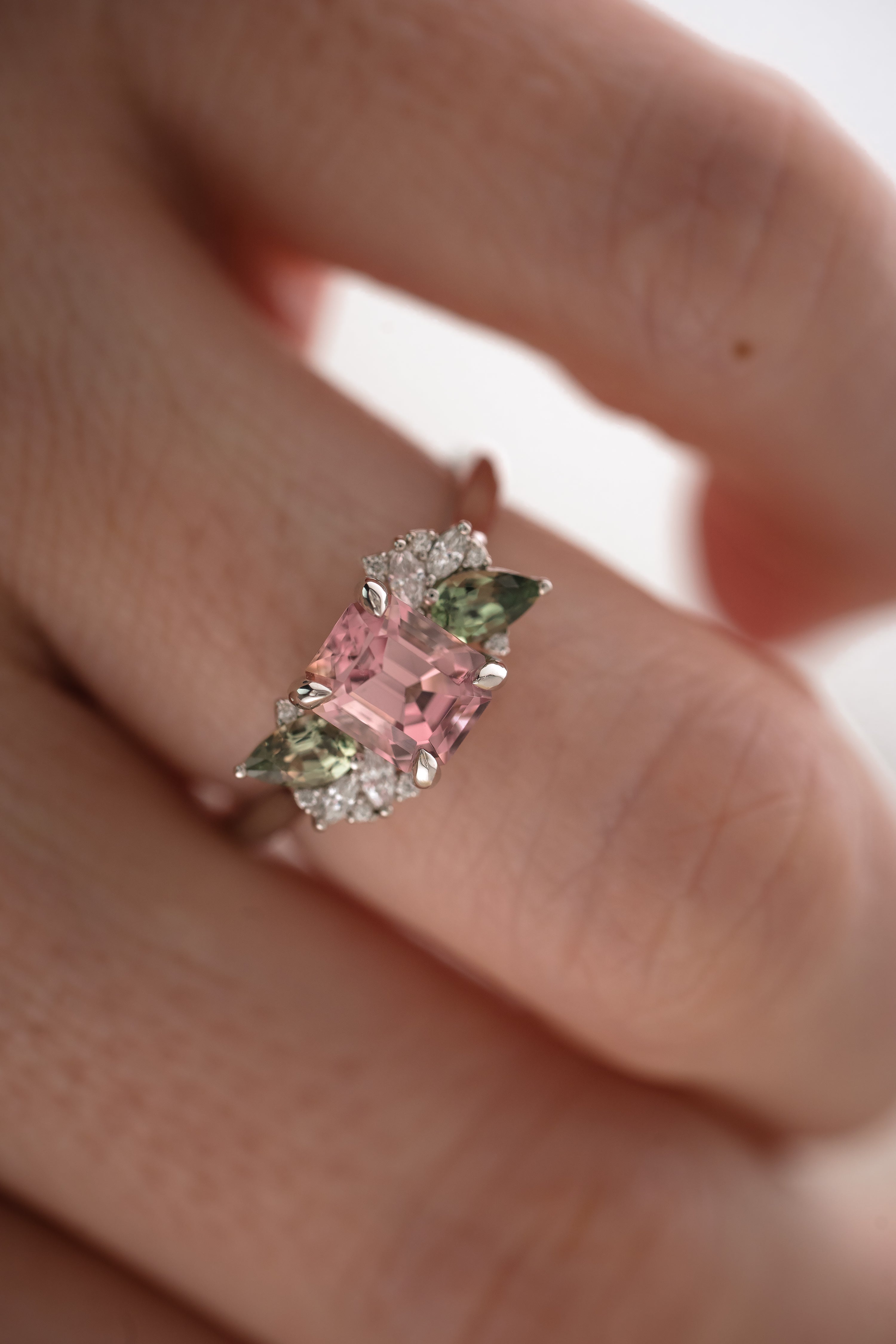 The Fleur 1.52 CT Emerald Cut Pink Tourmaline Ring - Lavender Creek Gems 