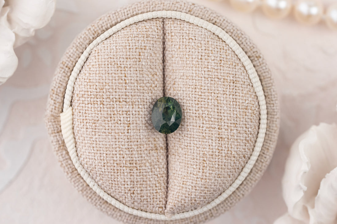 1.99 CT Oval Opalescent Green/Teal Sapphire