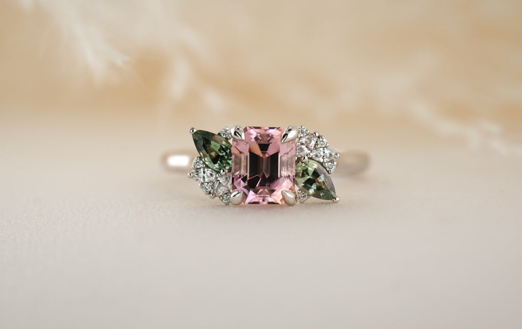 The Fleur 1.52 CT Emerald Cut Pink Tourmaline Ring - Lavender Creek Gems 