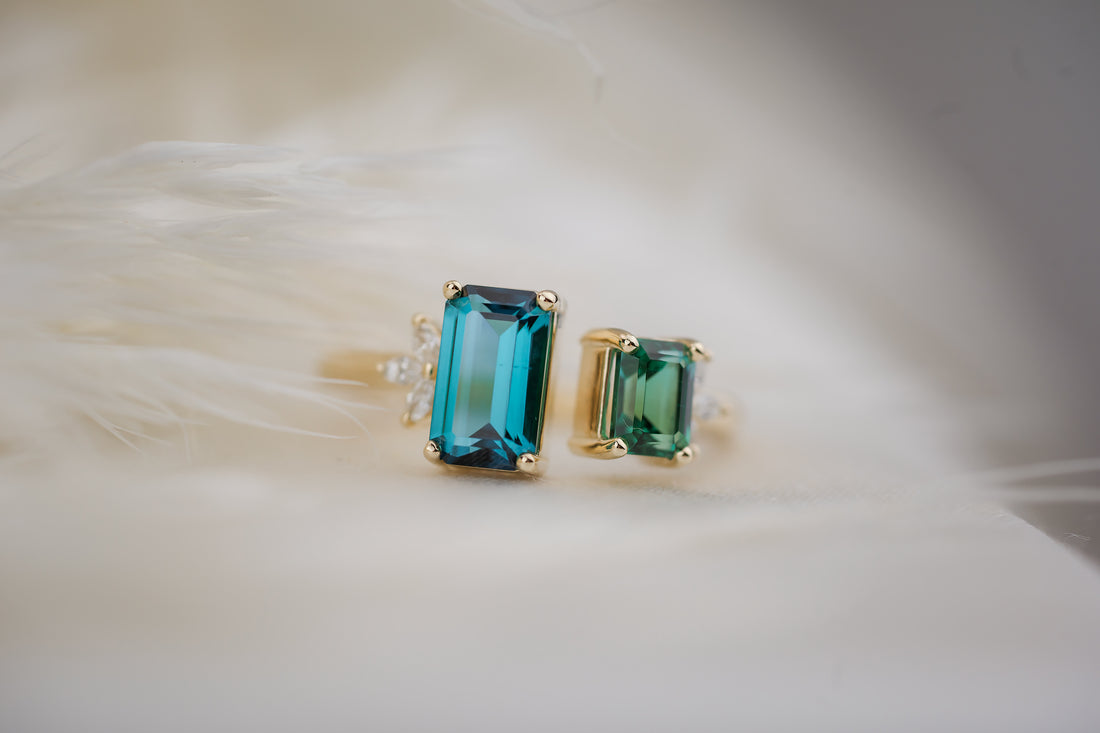 The Tula Blue + Green Tourmaline Ring - Lavender Creek Gems 