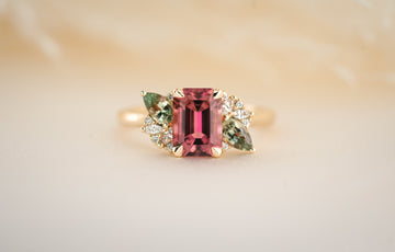 The Fleur 1.71 CT Emerald Cut Pink Tourmaline Ring - Lavender Creek Gems 