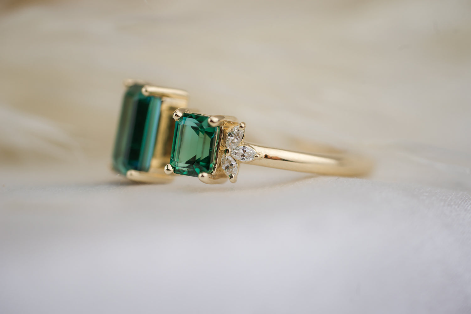 The Tula Blue + Green Tourmaline Ring - Lavender Creek Gems 