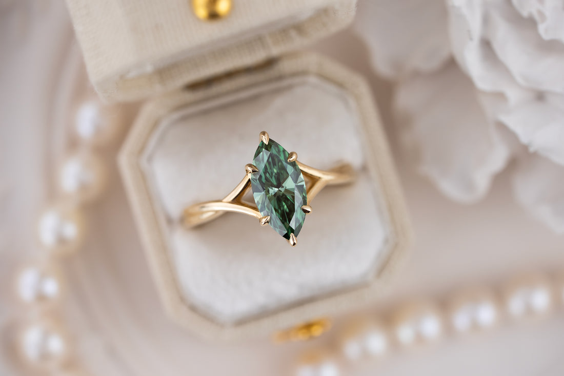 The Fates Ring | 1.51 CT Marquise Green Diamond - Lavender Creek Gems 