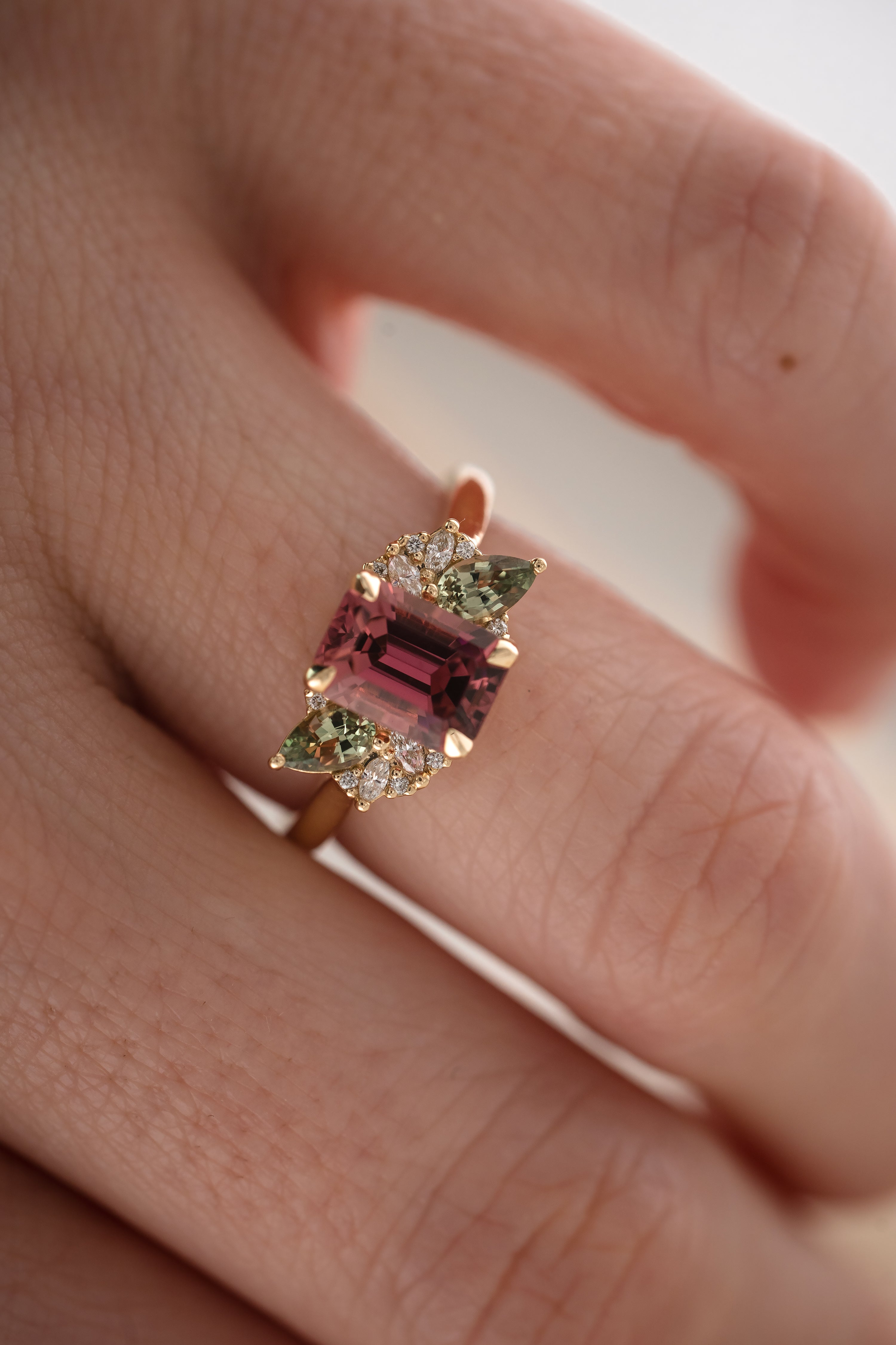 The Fleur 1.71 CT Emerald Cut Pink Tourmaline Ring - Lavender Creek Gems 