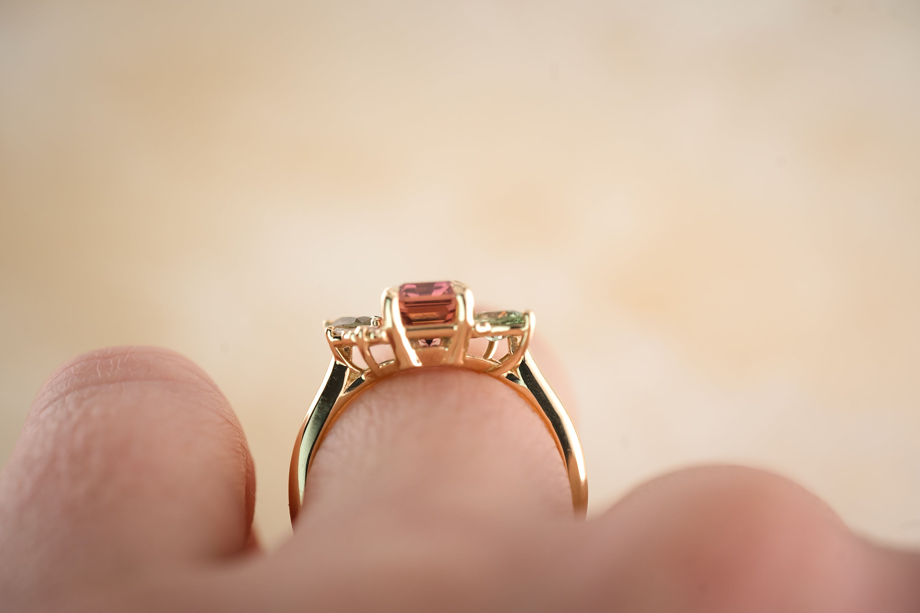 The Fleur 1.71 CT Emerald Cut Pink Tourmaline Ring - Lavender Creek Gems 