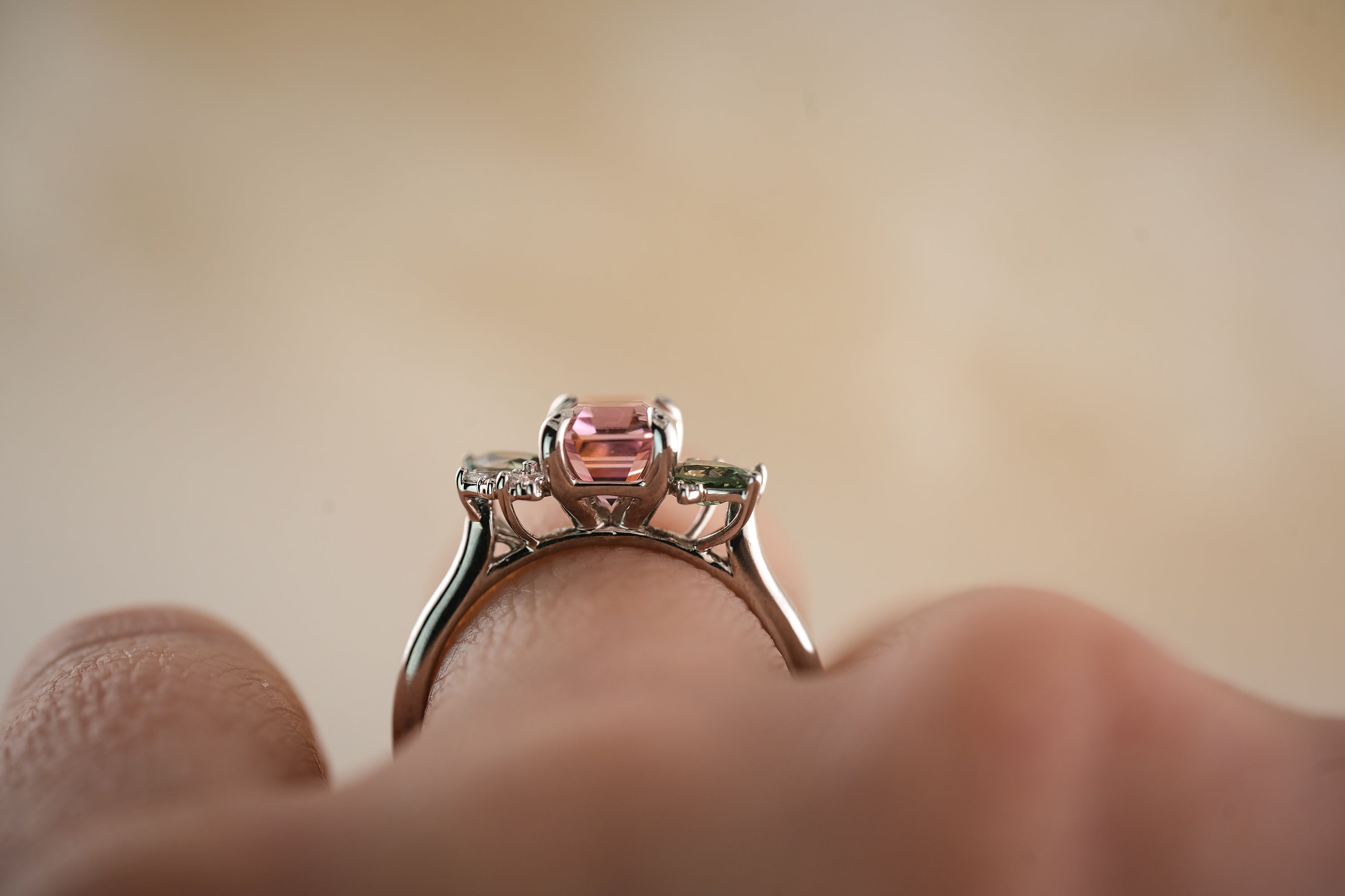 The Fleur 1.52 CT Emerald Cut Pink Tourmaline Ring - Lavender Creek Gems 