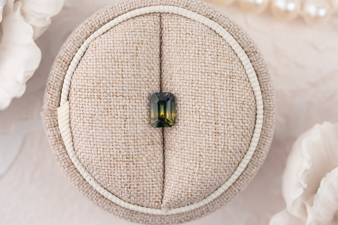 1.4 CT Emerald Cut Teal Bicolor Sapphire - Lavender Creek Gems 