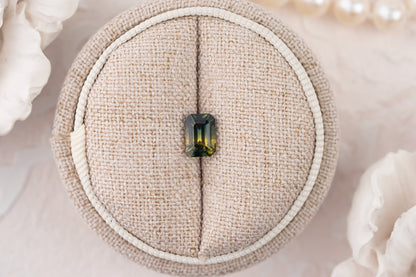 1.4 CT Emerald Cut Teal Bicolor Sapphire - Lavender Creek Gems 