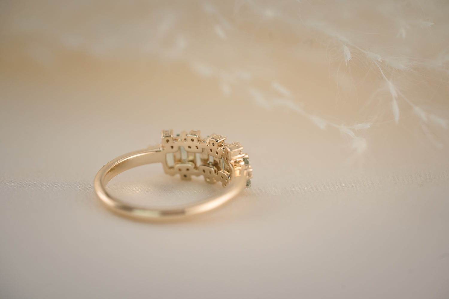 The Cadenza Ring - Green Baguette Montana Sapphire - Lavender Creek Gems 