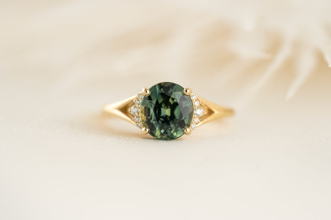 The Serendipity Ring | 2.9 CT Oval Teal Montana Sapphire