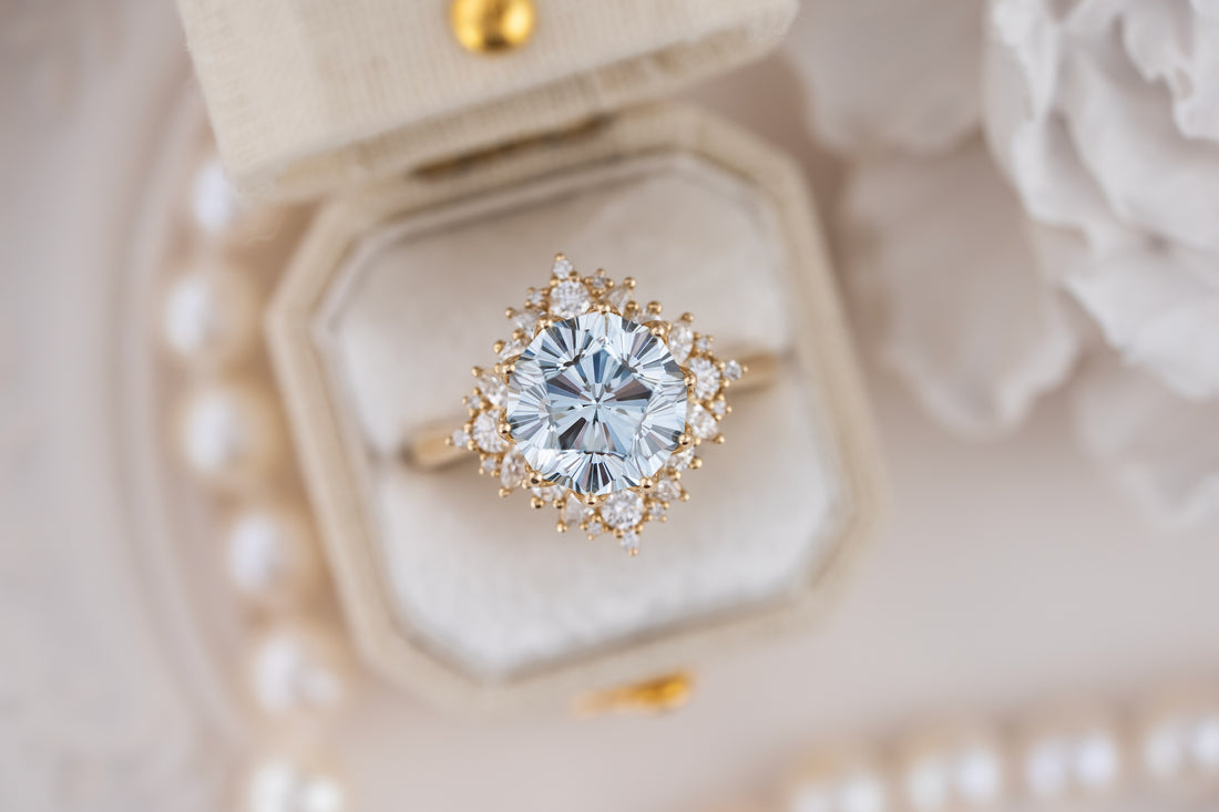 The Violet Ring | 3.32 CT Light Blue Sakura Cut Diamond - Lavender Creek Gems 