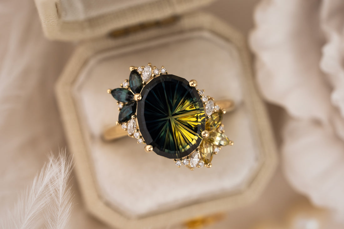 The Nocturne Ring | 7.15 Oval Starbrite™ Parti Color "Emo" Australian Sapphire