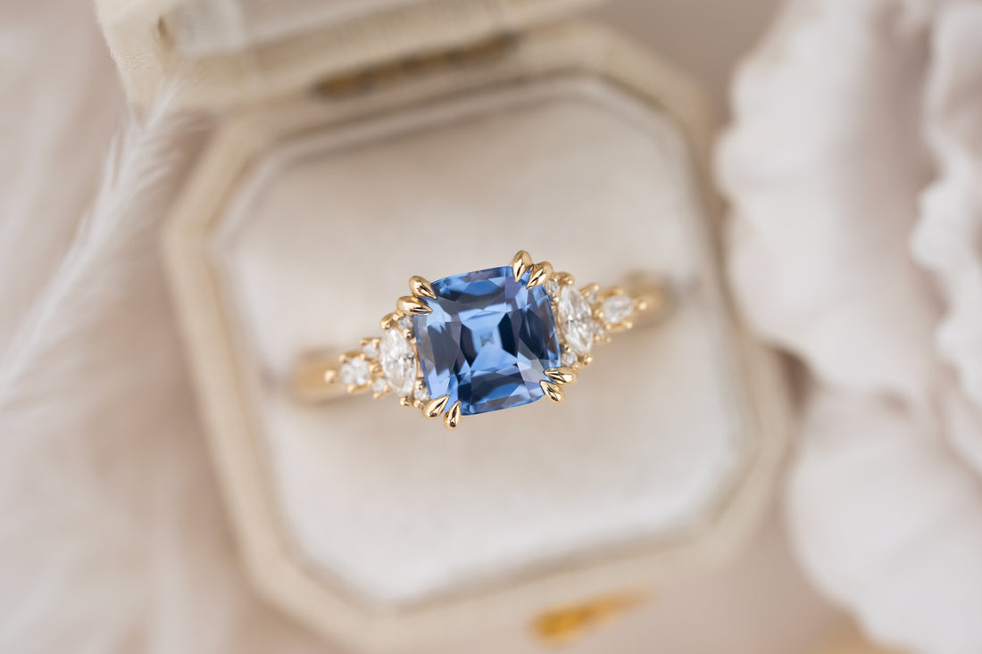 The Maeve Ring | 2.23 CT Cushion Cornflower Blue Sapphire