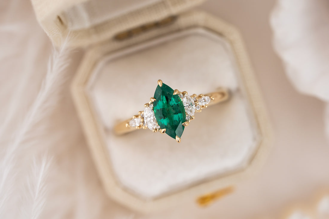 The Maeve Ring | 0.77 CT Marquise Emerald