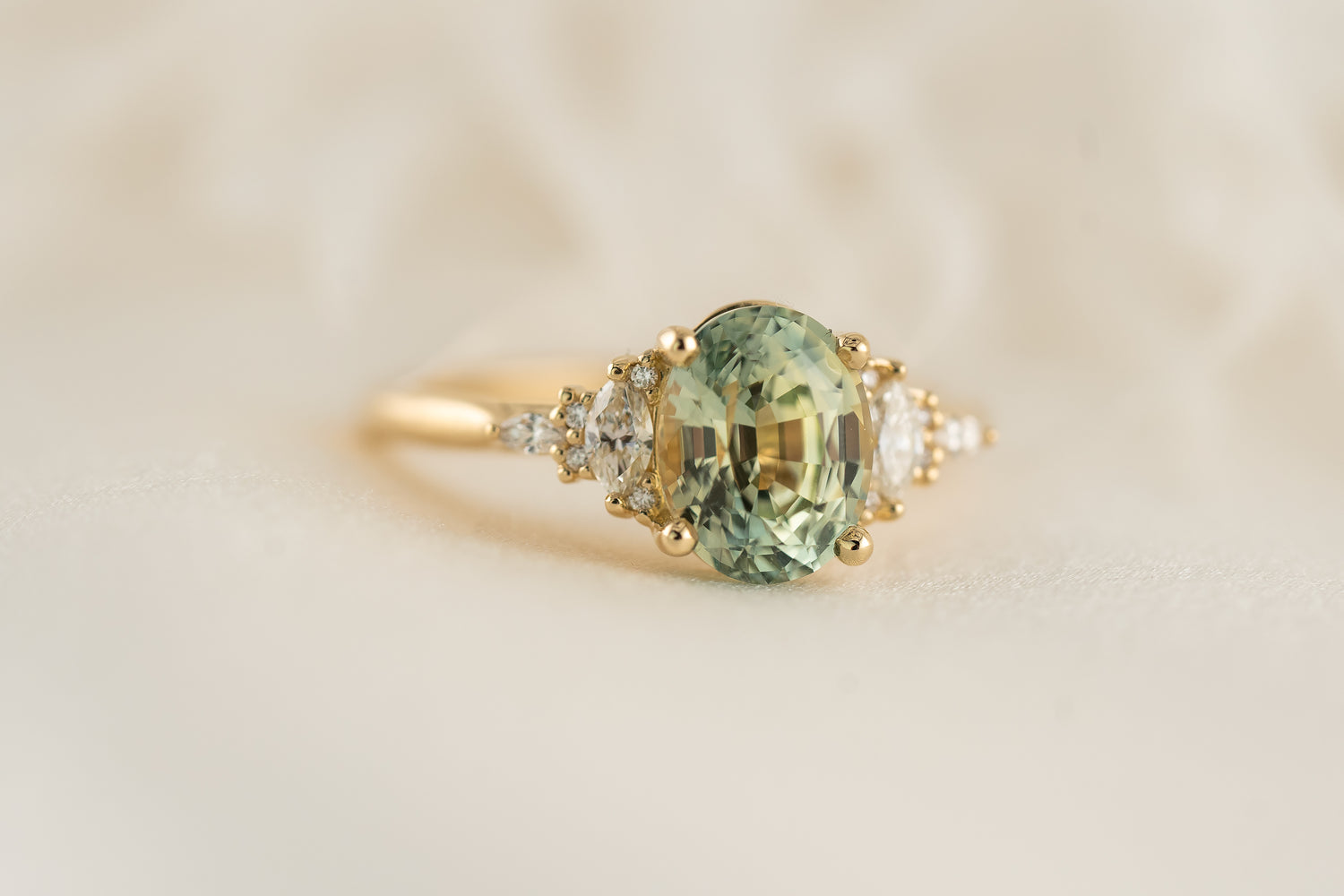 The Maeve Ring | 2.52 Mint Blue/Green Oval Sapphire