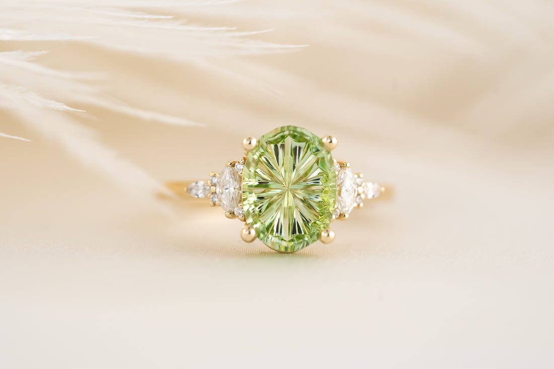 The Maeve Ring - 2.6 CT Apple Green Starbrite™ Tourmaline - Lavender Creek Gems