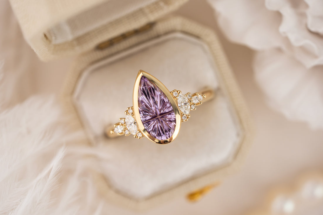 The Bezel Maeve Ring | 1.76 CT Pear Starbrite™ Purple Sapphire