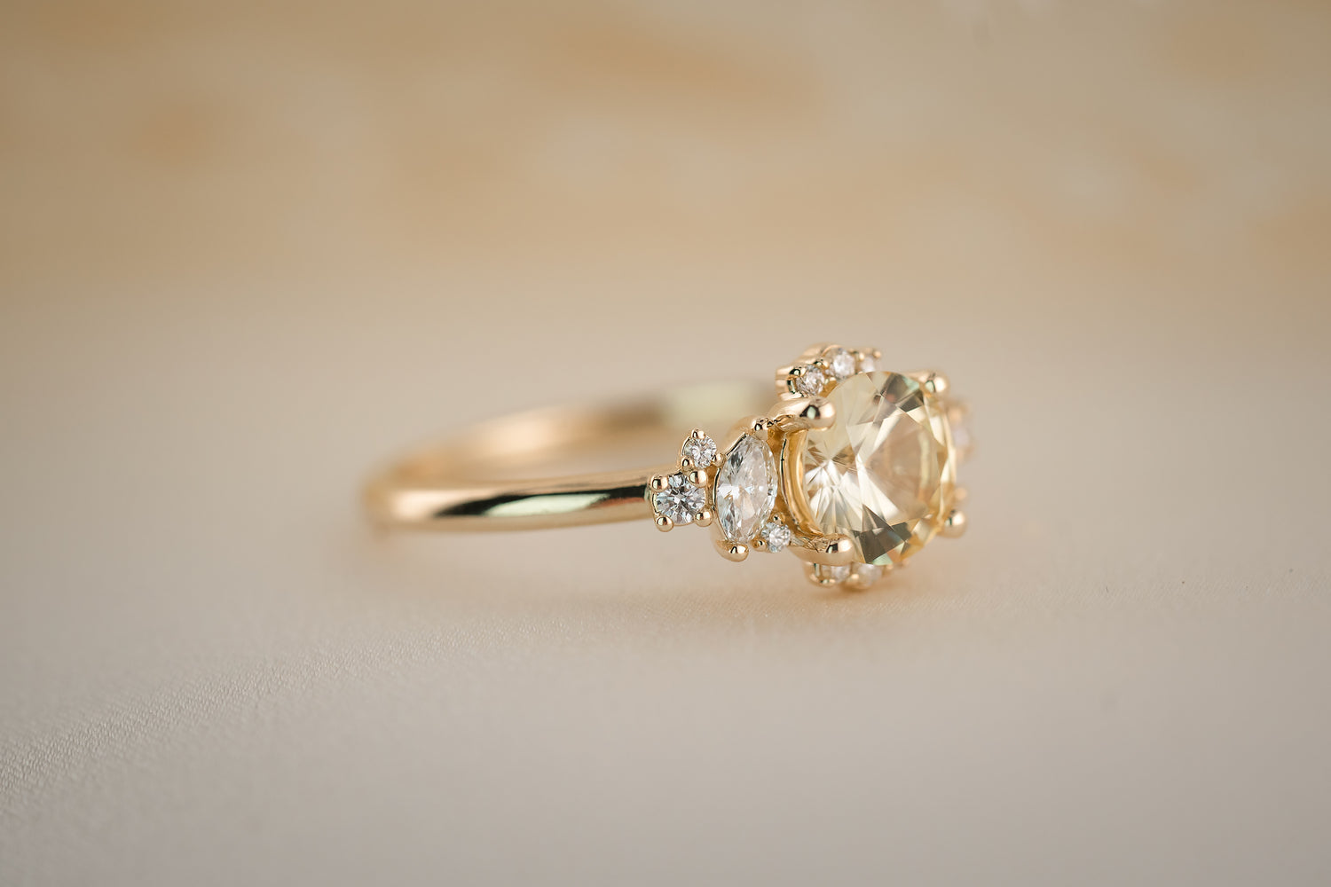 The Naevia 1.25 CT Round Yellow Sapphire Ring - Lavender Creek Gems 