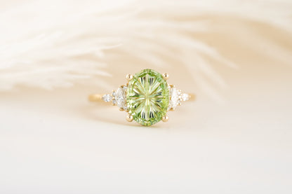 The Maeve Ring - 2.6 CT Apple Green Starbrite™ Tourmaline - Lavender Creek Gems 