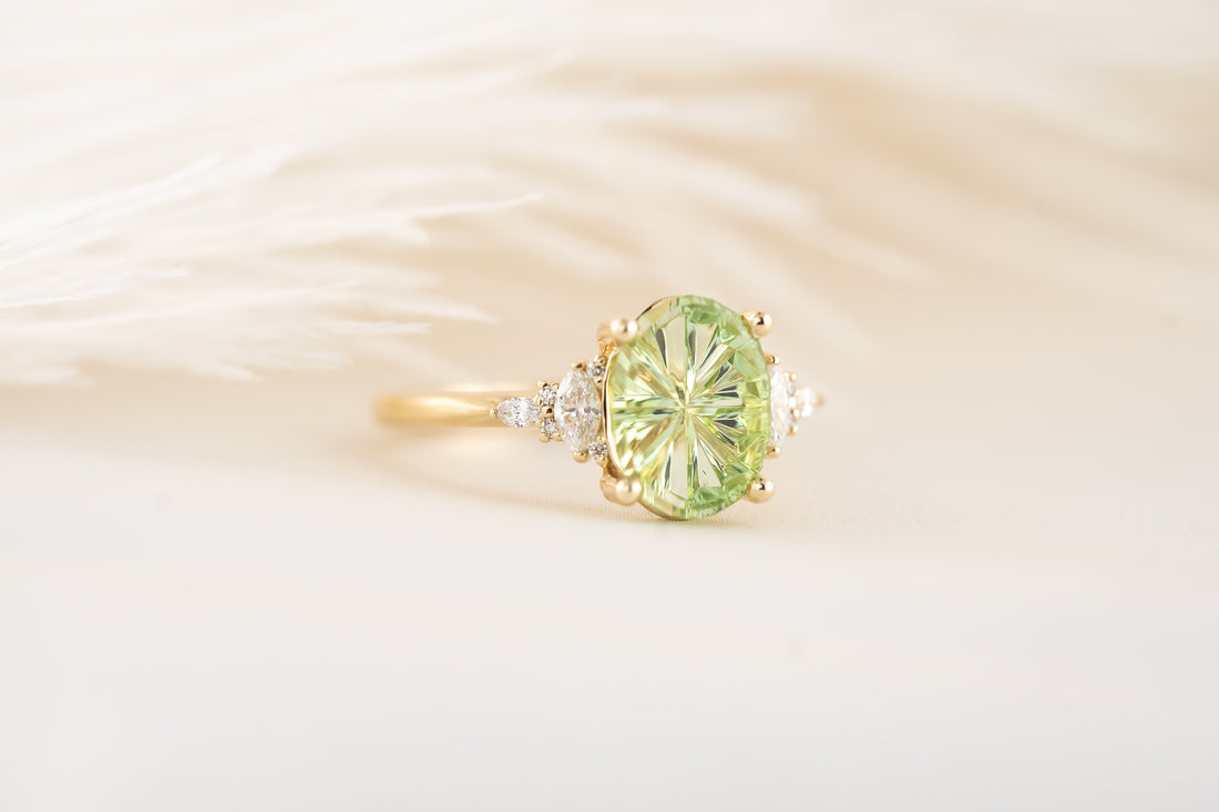 The Maeve Ring - 2.6 CT Apple Green Starbrite™ Tourmaline - Lavender Creek Gems