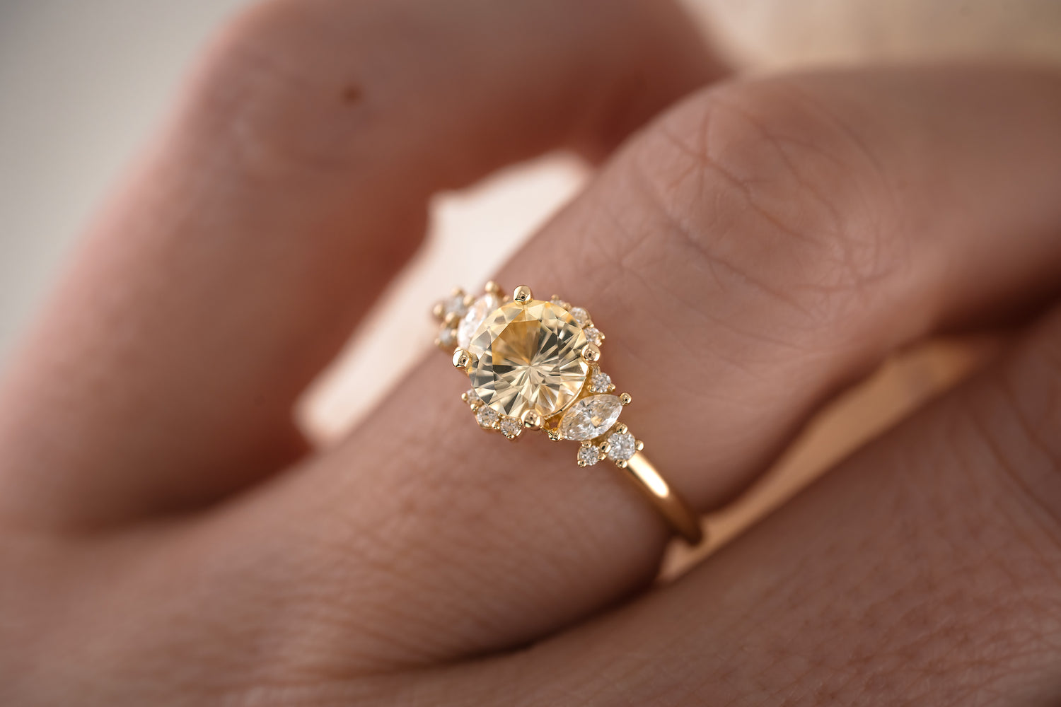 The Naevia 1.25 CT Round Yellow Sapphire Ring - Lavender Creek Gems 