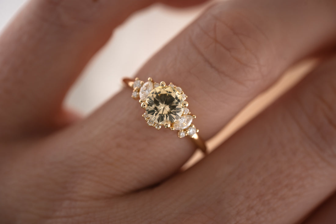 The Naevia 1.25 CT Round Yellow Sapphire Ring - Lavender Creek Gems