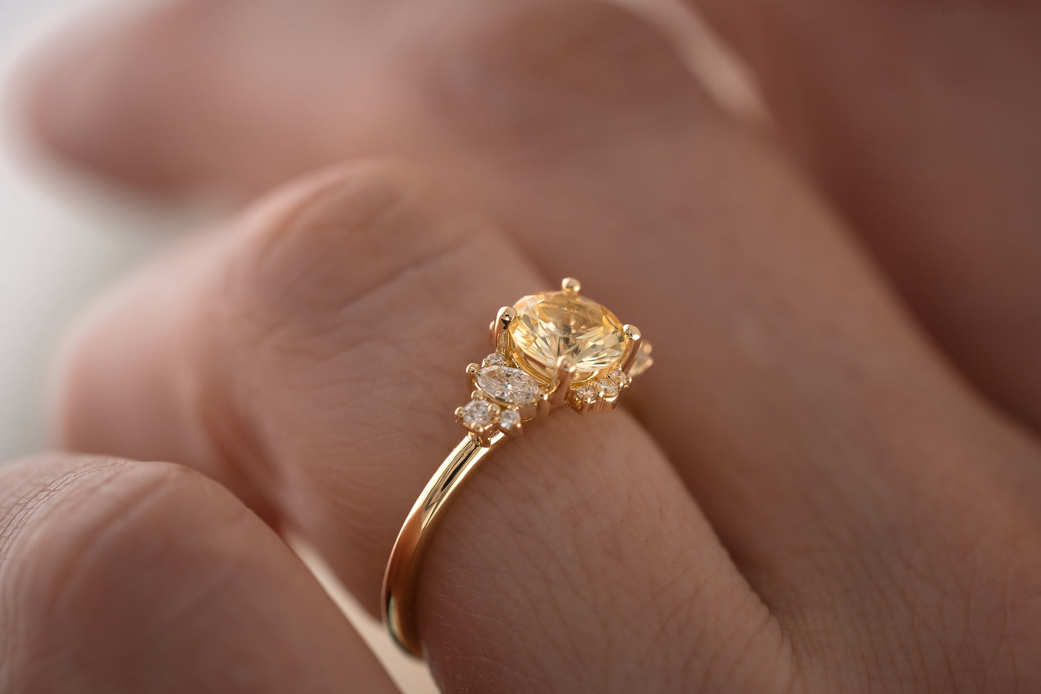 The Naevia 1.25 CT Round Yellow Sapphire Ring - Lavender Creek Gems 