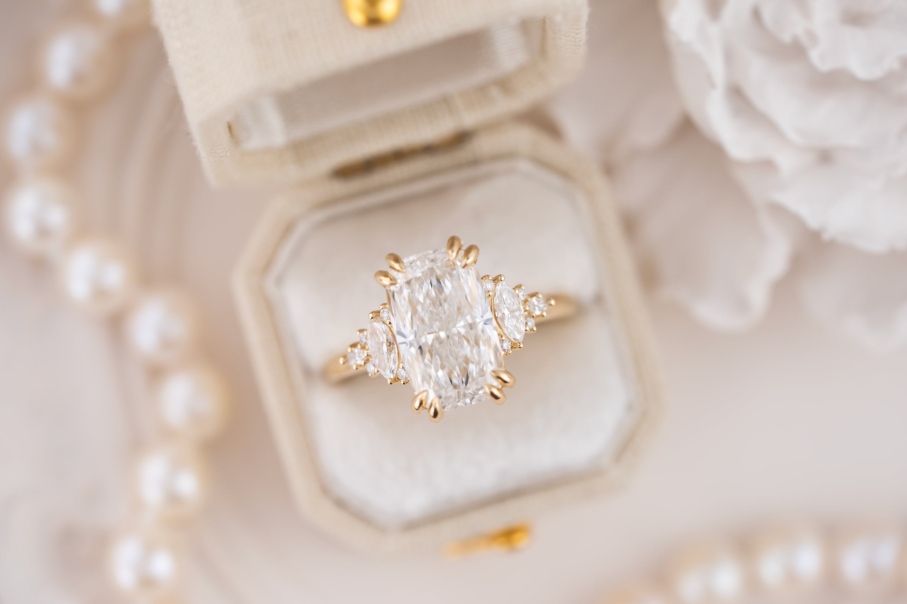 The Maeve Ring | 4.05 CT Elongated Cushion Diamond - Lavender Creek Gems 