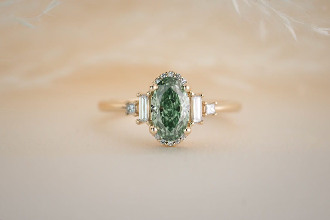 The Sura 1.2 CT Oval Green Diamond Ring - Lavender Creek Gems