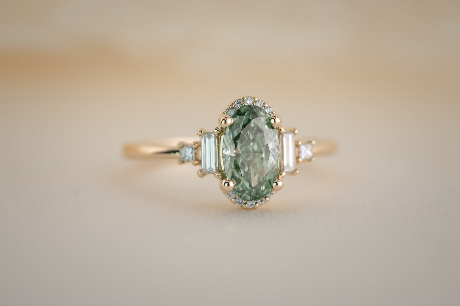 The Sura 1.2 CT Oval Green Diamond Ring - Lavender Creek Gems 