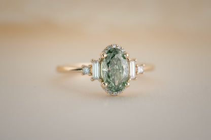 The Sura 1.2 CT Oval Green Diamond Ring - Lavender Creek Gems 