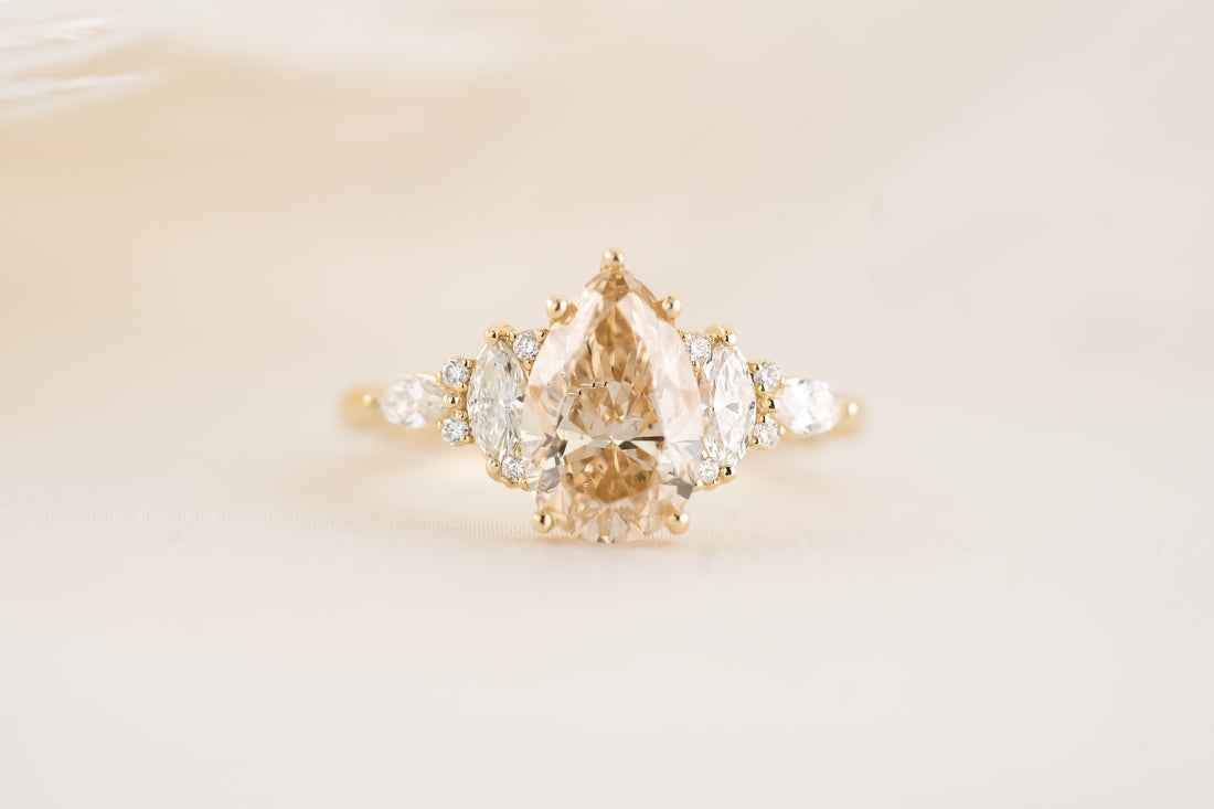 The Maeve Ring - 2 CT Pear Champagne Diamond - Lavender Creek Gems