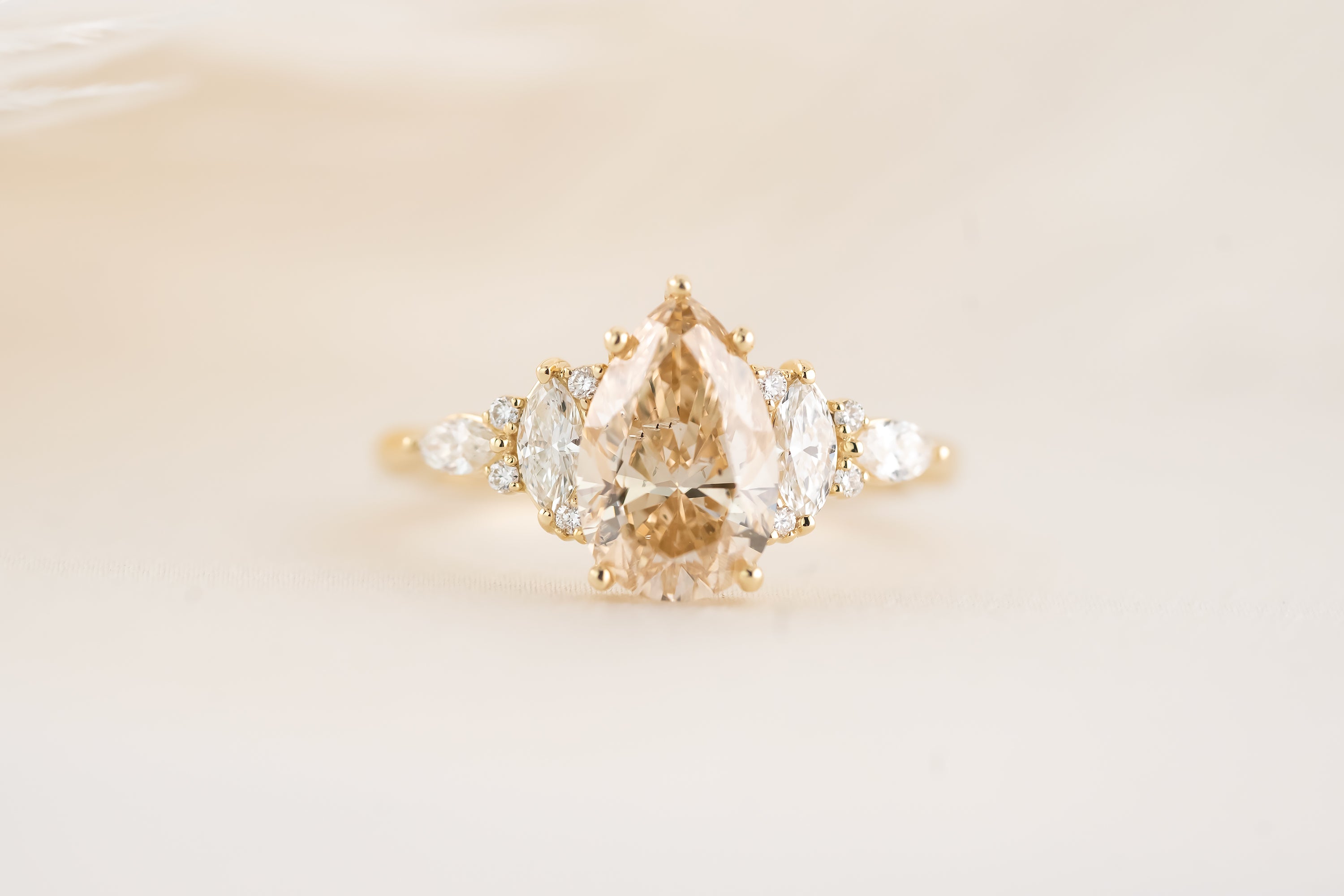 The Maeve Ring - 2 CT Pear Champagne Diamond - Lavender Creek Gems 