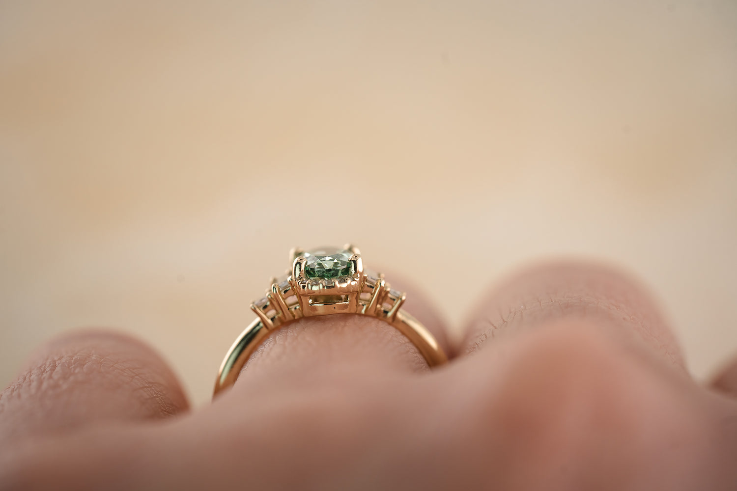 The Sura 1.2 CT Oval Green Diamond Ring - Lavender Creek Gems 